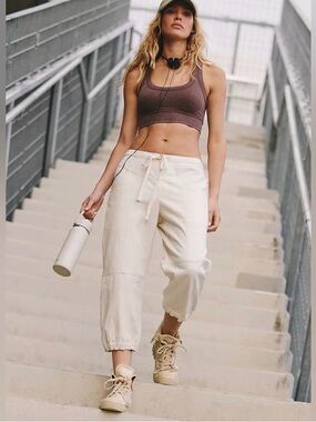 Free People Movement Cream Jogger Capri Pants NWT